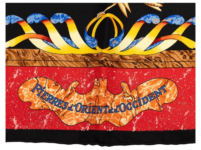 Hermès Foulard Hermes Carre 90 PIERRES d' ORIENT et OCCIDENT Nero Multicolore - vista 5