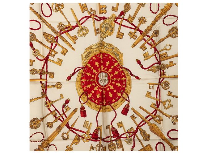 Hermès Hermes Carre 90 LES CLES Seidentuch Mehrfarben Beige - Ansicht 3