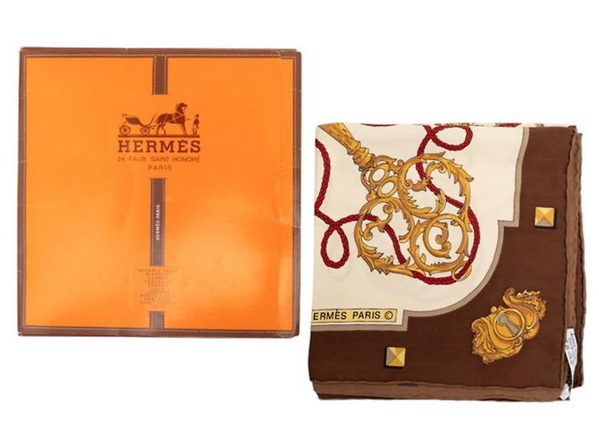 Hermès Hermes Carre 90 LES CLES Seidentuch Mehrfarben Beige - Ansicht 8