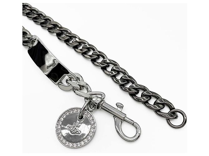 Collana Choker Vivienne Westwood Orb Plate Chain Nero Argento - vista 10