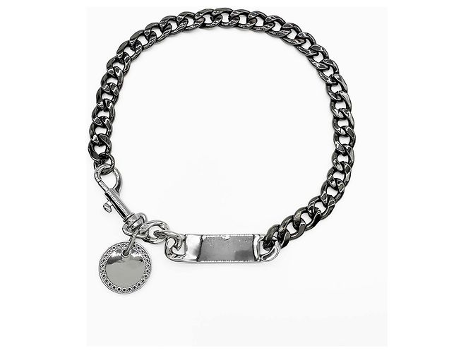 Collana Choker Vivienne Westwood Orb Plate Chain Nero Argento - vista 2