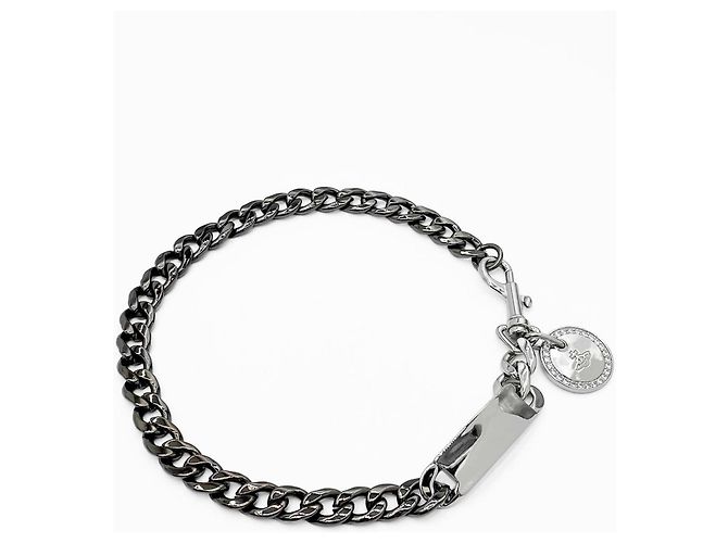 Collana Choker Vivienne Westwood Orb Plate Chain Nero Argento - vista 3