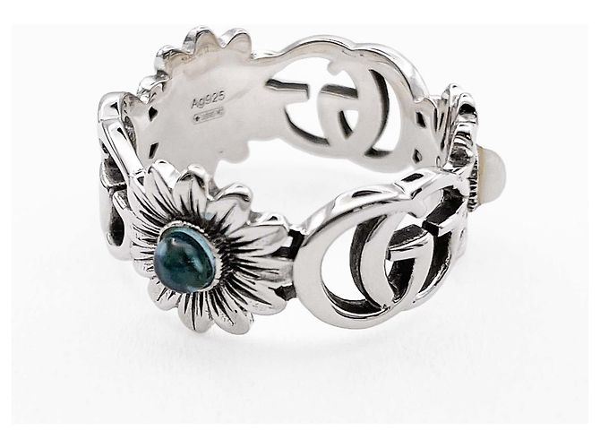 Anello GUCCI Double G Flower in turchese e madreperla Argento - vista 2