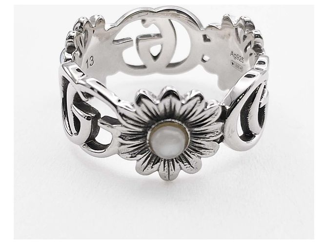 Anello GUCCI Double G Flower in turchese e madreperla Argento - vista 4