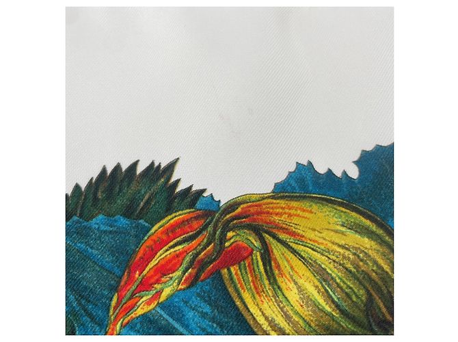 Hermès HERMES Carre 90 CITROUILLES ET COLOQUINTES Seidentuch Weiß Mehrfarben Grün - Ansicht 10