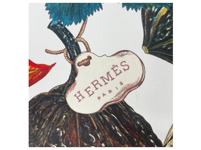 Hermès HERMES Carre 90 CITROUILLES ET COLOQUINTES Seidentuch Weiß Mehrfarben Grün - Ansicht 4