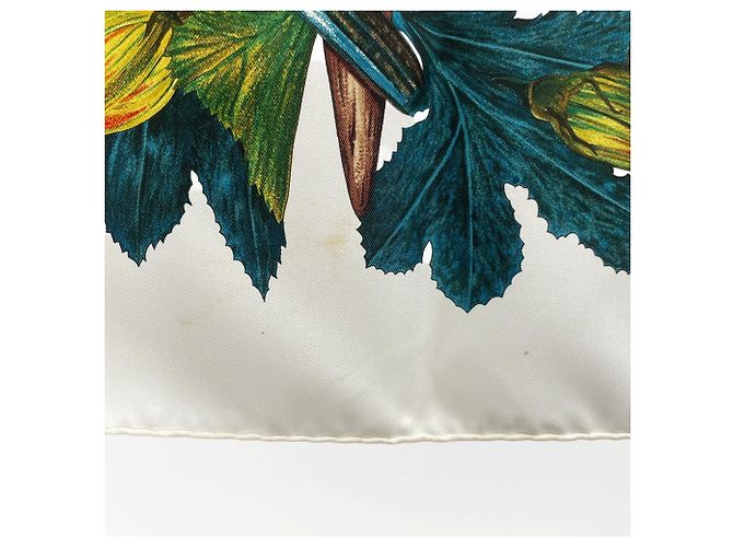 Hermès HERMES Carre 90 CITROUILLES ET COLOQUINTES Seidentuch Weiß Mehrfarben Grün - Ansicht 8