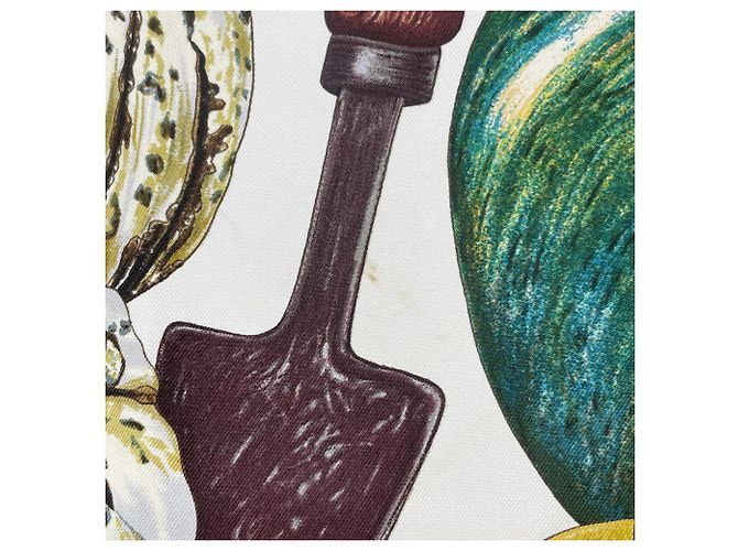 Hermès HERMES Carre 90 CITROUILLES ET COLOQUINTES Seidentuch Weiß Mehrfarben Grün - Ansicht 9