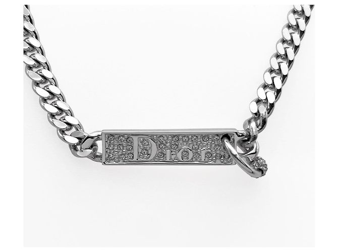 Collana girocollo Christian Dior in strass argento trasparente - vista 2