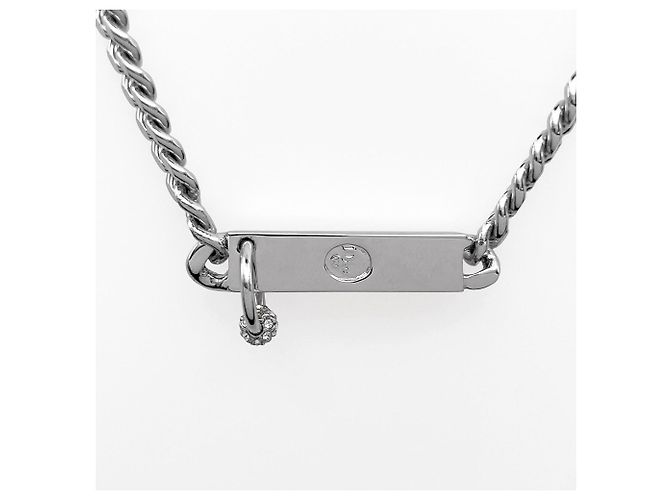 Collana girocollo Christian Dior in strass argento trasparente - vista 3