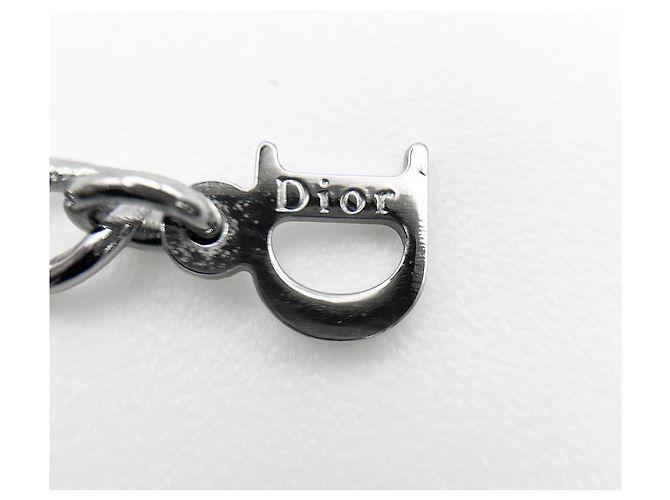 Collana girocollo Christian Dior in strass argento trasparente - vista 6