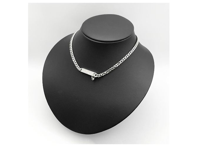 Collana girocollo Christian Dior in strass argento trasparente - vista 9