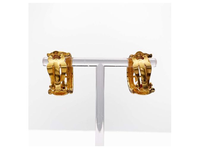 Orecchini a cerchio Chanel Vintage Logo Cutout D'oro - vista 3