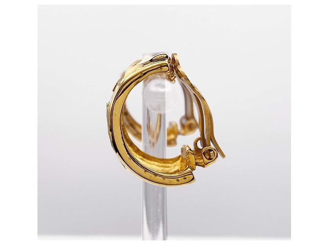Orecchini a cerchio Chanel Vintage Logo Cutout D'oro - vista 4