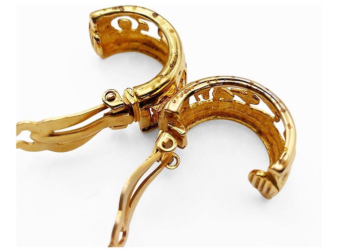 Orecchini a cerchio Chanel Vintage Logo Cutout D'oro - vista 7