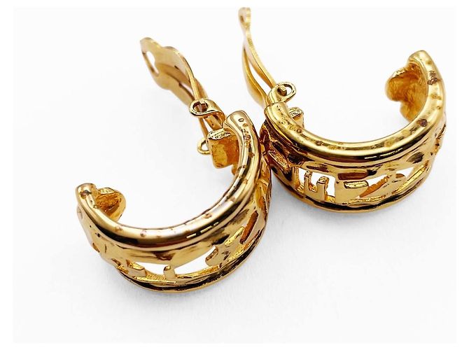 Orecchini a cerchio Chanel Vintage Logo Cutout D'oro - vista 8