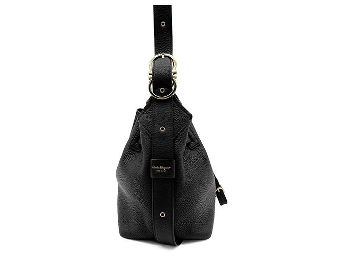 Borsa a tracolla con coulisse Gancini Salvatore Ferragamo Nero - vista 4
