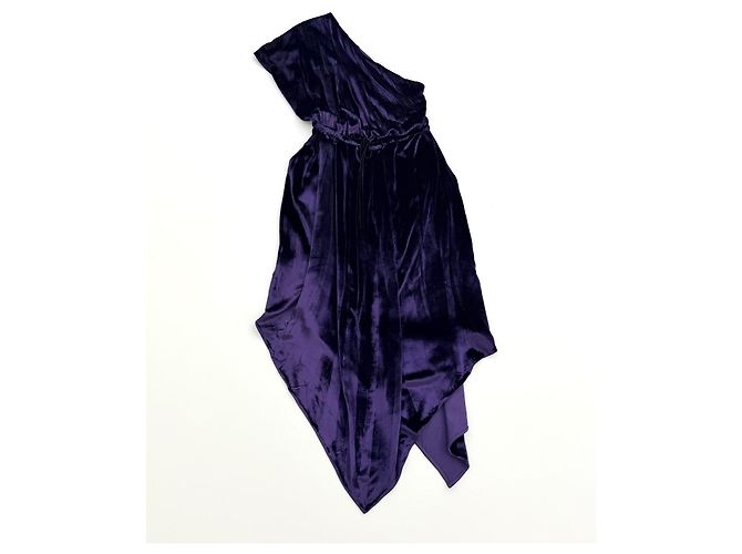 Vestido de terciopelo asimétrico Gucci Pre-Fall 2018 Runway Dark Violet IT40 Morado oscuro - vista 5
