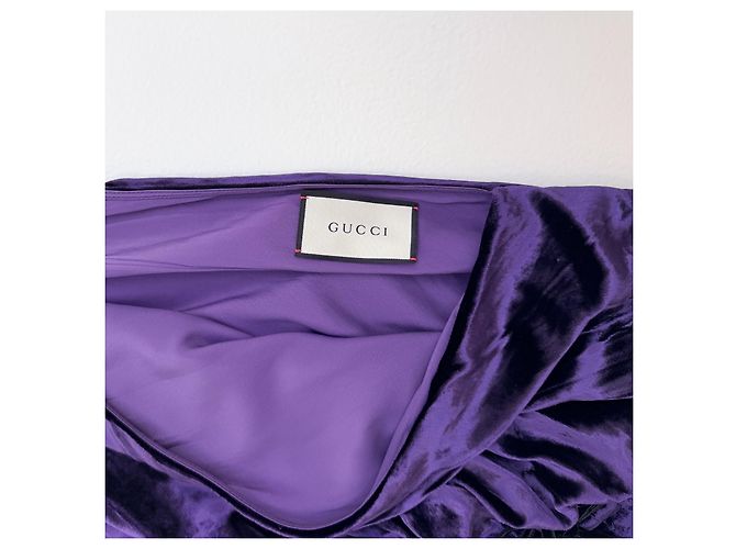 Vestido de terciopelo asimétrico Gucci Pre-Fall 2018 Runway Dark Violet IT40 Morado oscuro - vista 7