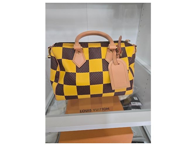 Louis Vuitton Speedy Bandouliere 25 Damier Azur Yellow Marrone Giallo - vista 3