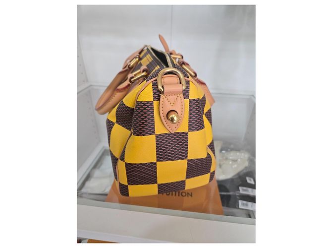 Louis Vuitton Speedy Bandouliere 25 Damier Azur Yellow Marrone Giallo - vista 4