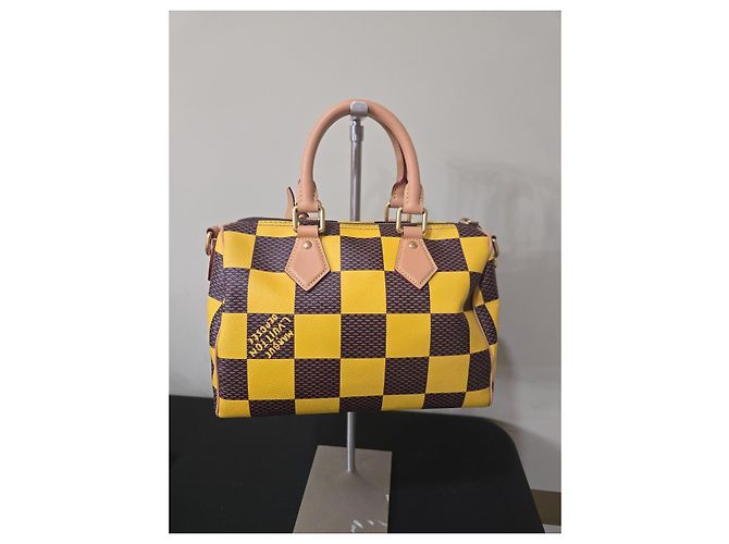 Louis Vuitton Speedy Bandouliere 25 Damier Azur Yellow Marrone Giallo - vista 9