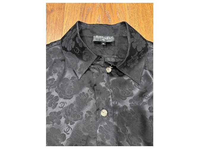 Blusa sin mangas de jacquard floral negro Chanel - vista 3