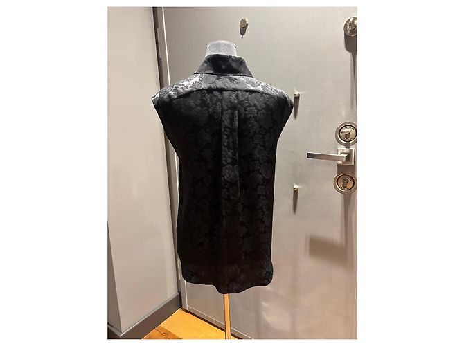 Blusa sin mangas de jacquard floral negro Chanel - vista 5