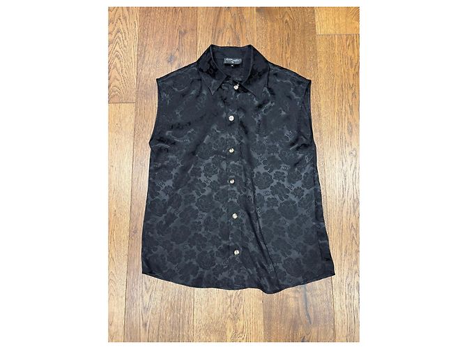 Blusa sin mangas de jacquard floral negro Chanel - vista 6