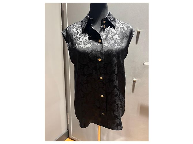 Blusa sin mangas de jacquard floral negro Chanel - vista 7