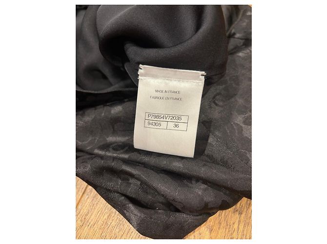 Falda maxi Chanel de brocado floral de seda negra Negro - vista 6