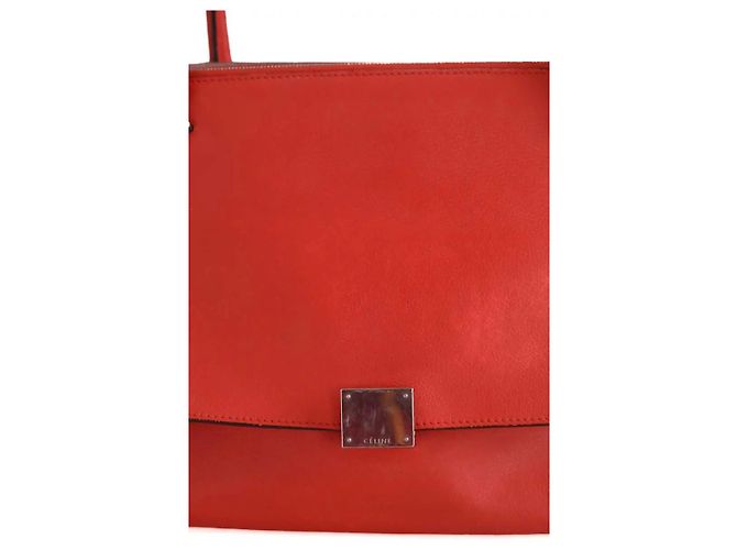 Cabas Borsa tote Trapeze Céline arancione in camoscio - vista 2
