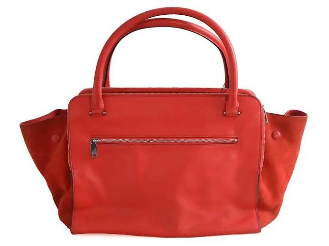 Cabas Borsa tote Trapeze Céline arancione in camoscio - vista 3