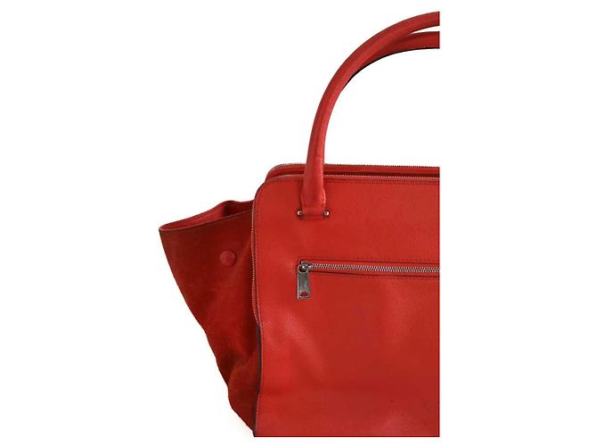 Cabas Borsa tote Trapeze Céline arancione in camoscio - vista 4