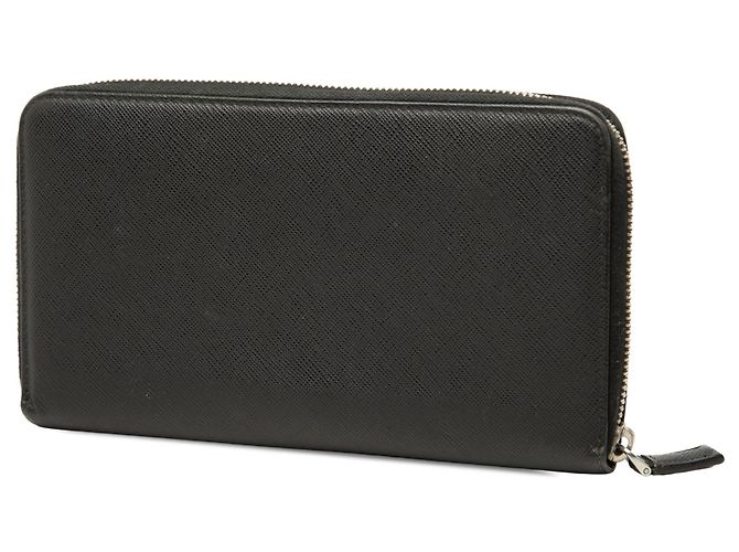 Portafoglio lungo Prada Saffiano con zip nero - vista 2