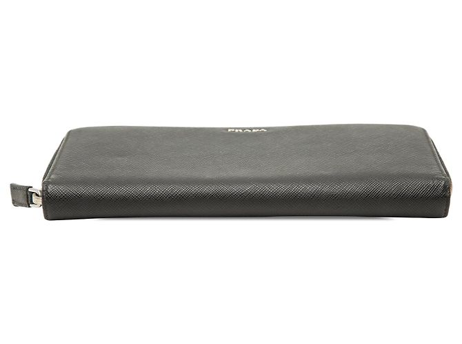 Portafoglio lungo Prada Saffiano con zip nero - vista 3