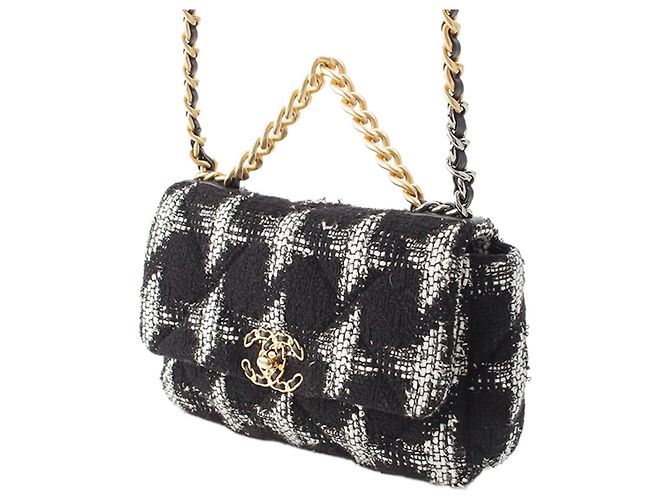 Sac Chanel Medium Tweed 19 Flap Satchel Noir - vue 2