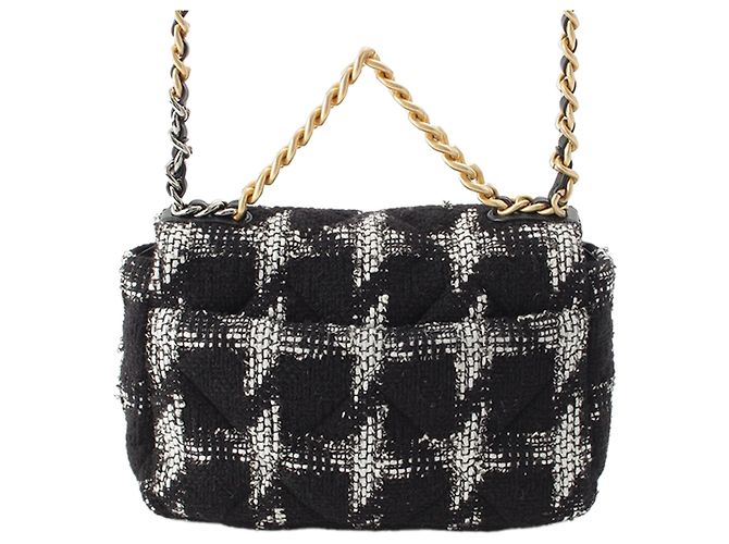 Sac Chanel Medium Tweed 19 Flap Satchel Noir - vue 4