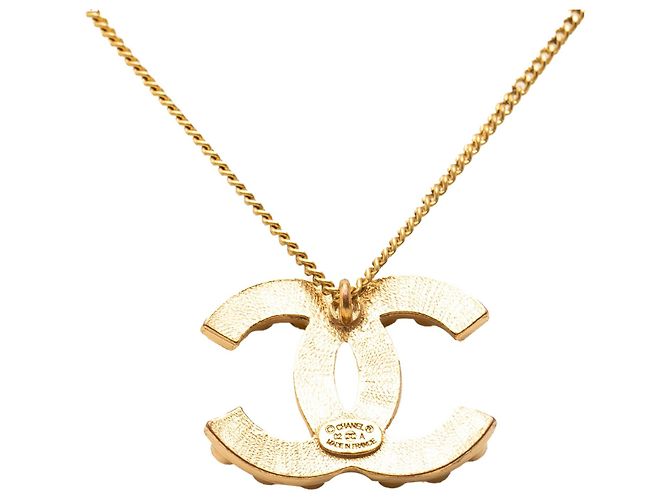 Collana con pendente borchiato Chanel CC placcato oro D'oro - vista 3