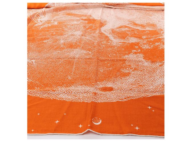 Hermès Carré 140 "CLAIR DE LUNE" Kaschmir x Seidentuch in Orange - Ansicht 11