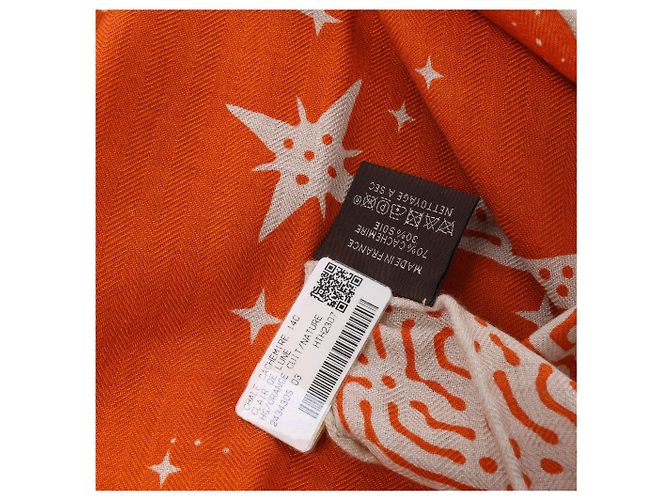 Hermès Carré 140 "CLAIR DE LUNE" Kaschmir x Seidentuch in Orange - Ansicht 4