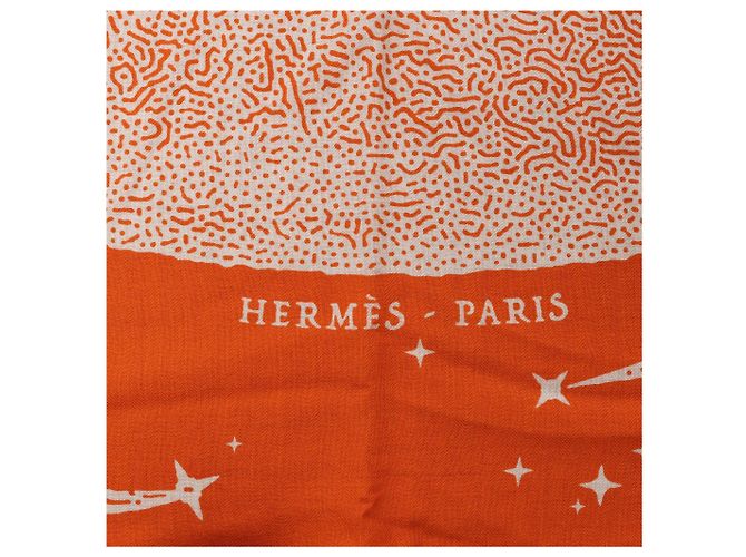 Hermès Carré 140 "CLAIR DE LUNE" Kaschmir x Seidentuch in Orange - Ansicht 7