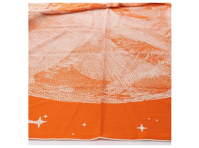 Hermès Carré 140 "CLAIR DE LUNE" Kaschmir x Seidentuch in Orange - Ansicht 9