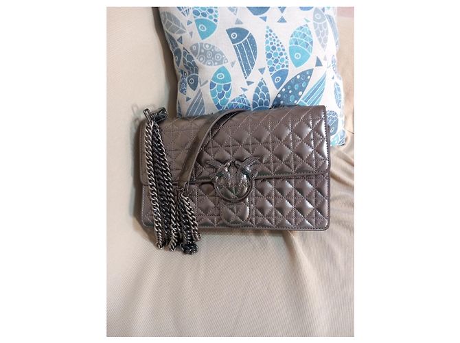 Borsa Pinko Love Click in pelle metallizzata Metallico - vista 13