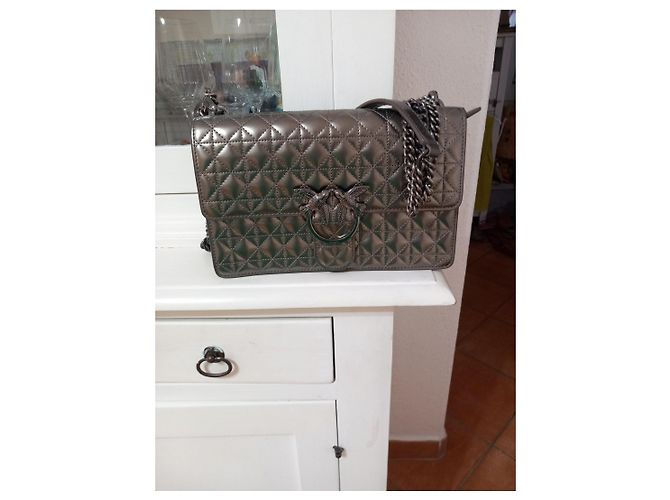 Borsa Pinko Love Click in pelle metallizzata Metallico - vista 2