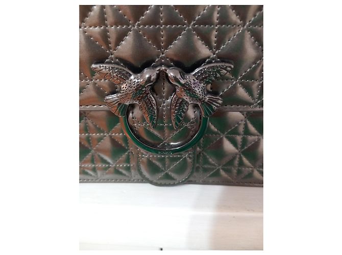 Borsa Pinko Love Click in pelle metallizzata Metallico - vista 3