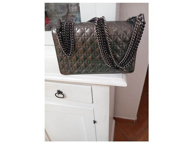Borsa Pinko Love Click in pelle metallizzata Metallico - vista 4