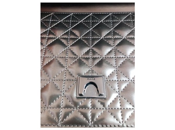 Borsa Pinko Love Click in pelle metallizzata Metallico - vista 7