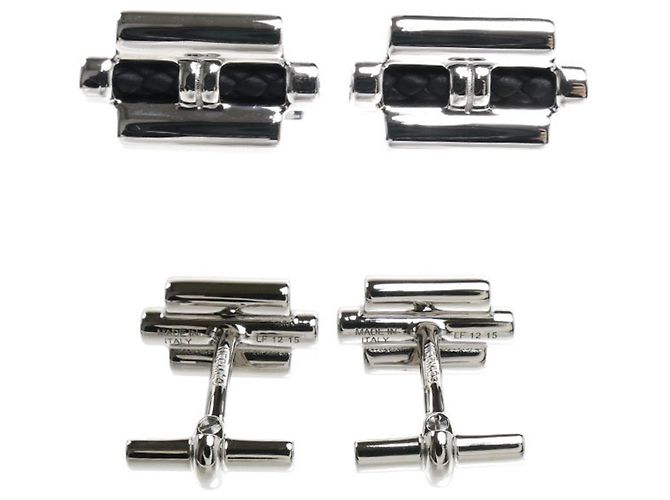 Hermès Gemelli Hermes Metal Veau Swift Tourni Tresse Nero Argento - vista 3