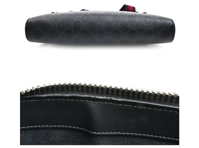 Borsa a tracolla Gucci GG Supreme Messenger Marrone Nero - vista 3